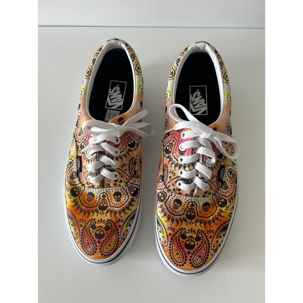 Vans Orange Tie Dye Skull Bandana Sneakers 10 - Picture 4 of 8